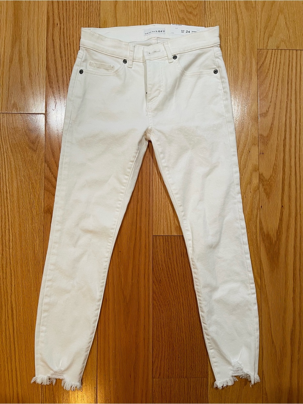LOFT White High-Rise Skinny Crop Jeans
